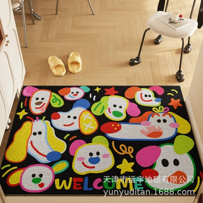 Avtomobil döşəmə paspasları: Mat, Mud Scraping, Dirt-Resistant Silk - colorful-puppy-black-4060cm