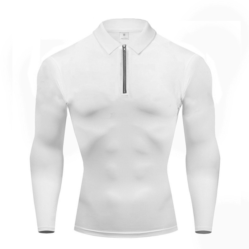 Foreign Trade Hot-Selling Polo Lapel Shirt Sports T-Shirt Design Henry Collar High Elastic Casual Running Fitness Training Clothing