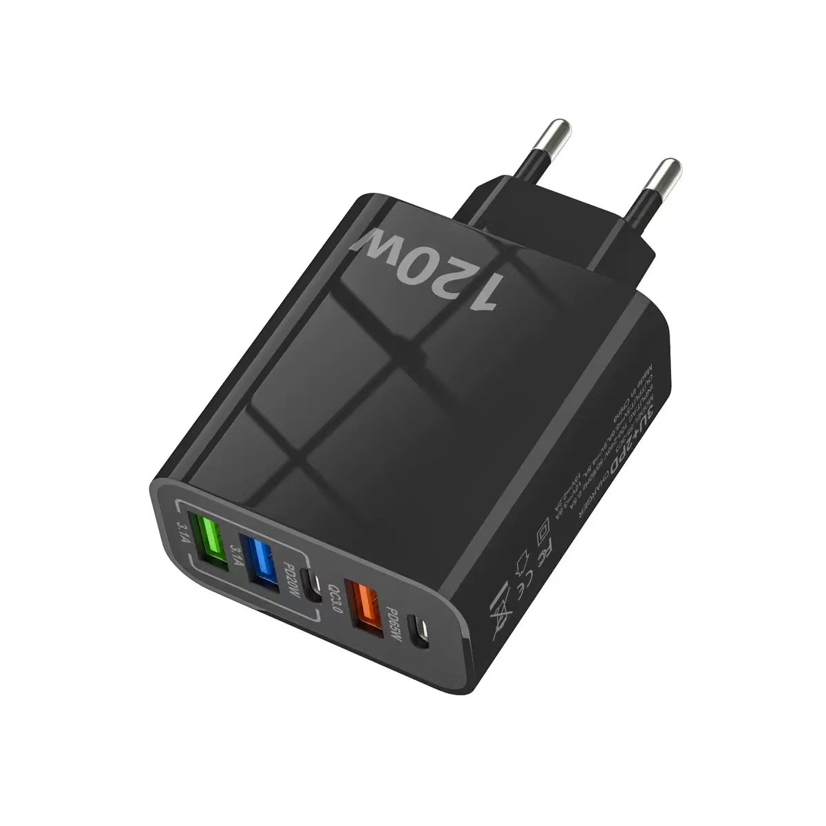 120W Çoklu Port Şarj Cihazı 3USB+2PD Hızlı Şarj Başlığı US/EU/UK Standartları Çok Fonksiyonlu Şarj Adaptörü