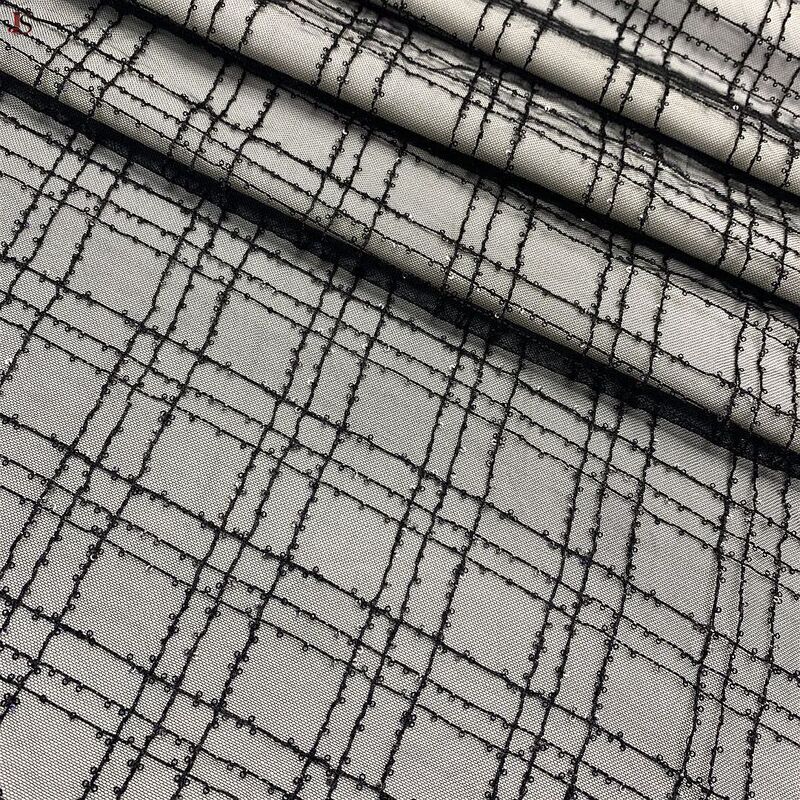 Trendy Rhombus Sequin Embroider Mesh Checkered Sequin Wedding Dress DIY Bag Stage Clothing Fabric Trendy Rhombus Sequin Embroider Mesh Checkered Sequin Wedding Dress DIY Bag Stage Clothing Fabric
