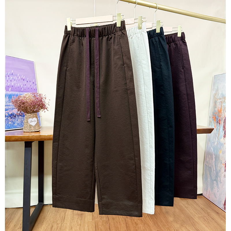 加绒哈伦裤女秋冬新款舒柔特抗皱松紧腰窄版九分加厚休闲弯刀裤
