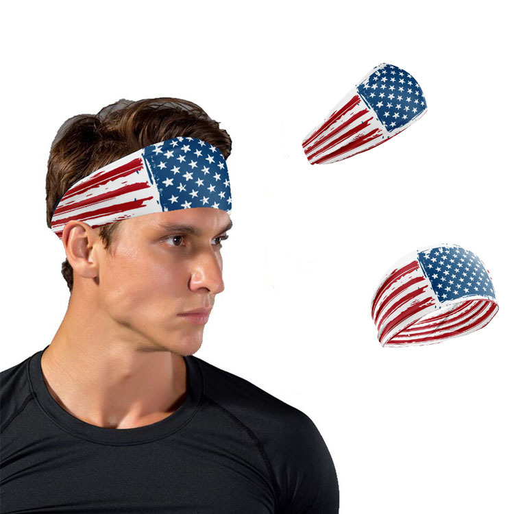 Hat deportivo absorbente de sudor para hombres y mujeres diadema de deportes al aire libre cinturón de yoga cinturón para el cabello fitness cinturón para el cabello antitranspirante bandera nacional