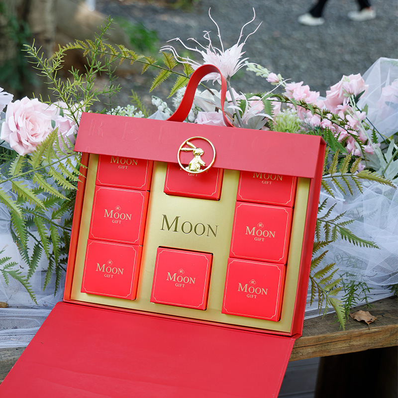 高档手提式翻盖月饼盒八粒装公司团购中秋礼物盒蛋黄酥流心月饼盒