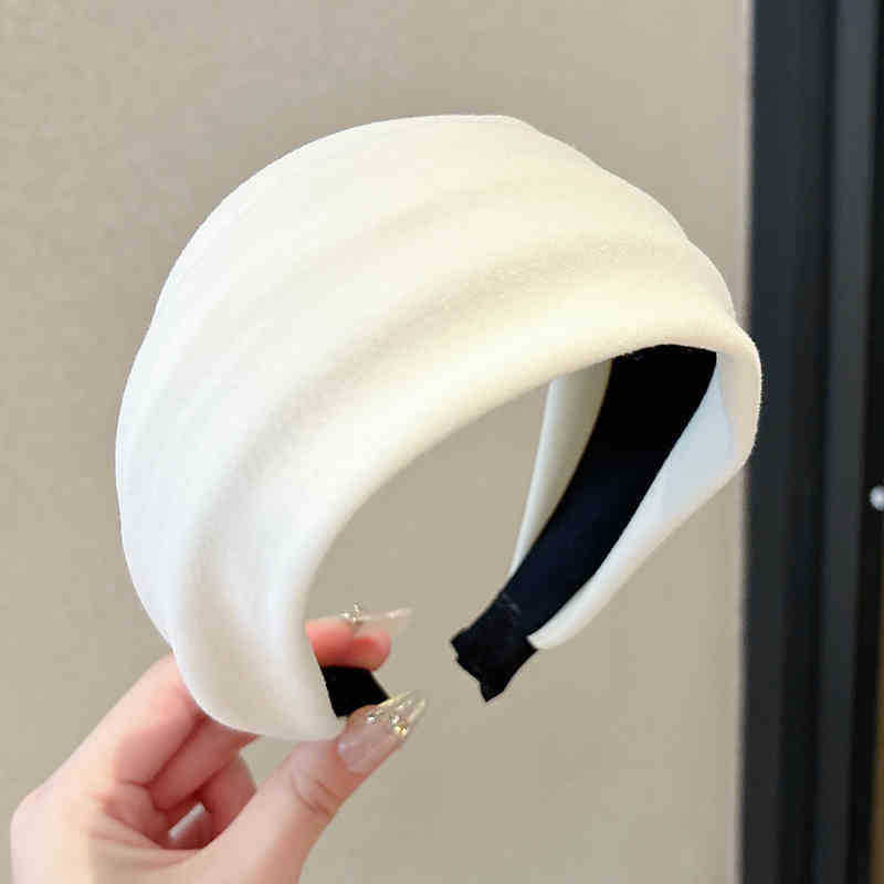 Otoño y invierno de alta sensibilidad para el cabello de mujeres cráneo alto borde amplio agujero de punto de banda de cabeza muestra cara pequeña gris ensanchada banda de cabello