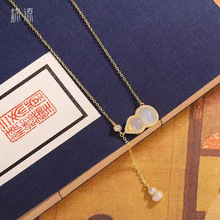 流苏玉髓葫芦项链999纯银国潮复古新中式福禄锁骨链送妈妈款吊坠