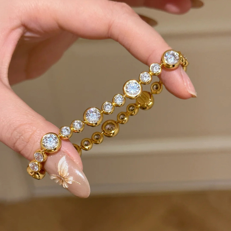 Vintage Old Money Style Bubble Diamond Bracelet Accessible Luxury High-End Niche Exquisite Versatile Diamond Bracelet for Women Vintage Old Money Style Bubble Diamond Bracelet Accessible Luxury High-End Niche Exquisite Versatile Diamond Bracelet for Women