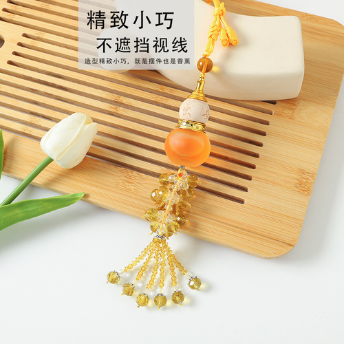 Car perfume pendant amulet for safety, crystal gourd hanging ornament, creative car decoration, car interior accessory