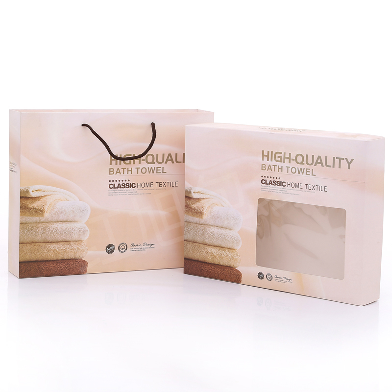 Toallas de baño de tres piezas caja de embalaje vacía caja de regalo de boda caja de regalo portátil de ventana abierta