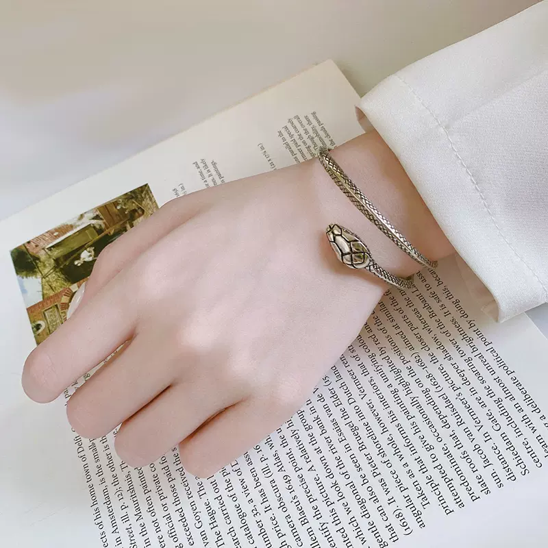 欧美热卖时尚复古做旧新款羽毛手镯男女潮流个性创意霸气泰银镯子