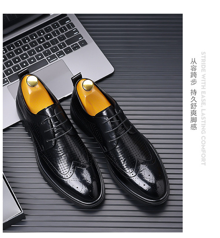 Giày sandal da nam kiểu Brogue khoét lỗ thoáng khí cỡ lớn — Kiểu khoét rỗng màu nâu, Màu nâu, dùng được bốn mùa, Mẫu đen bốn mùa, Kiểu khoét rỗng màu đen chi tiết 20