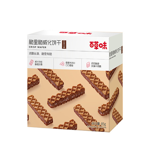 Bai Caowei Crispy & Crunchy Wafer, 85g – Crisp Rice-Stuffed Chocolate Cookies, Internet-Famous Snack