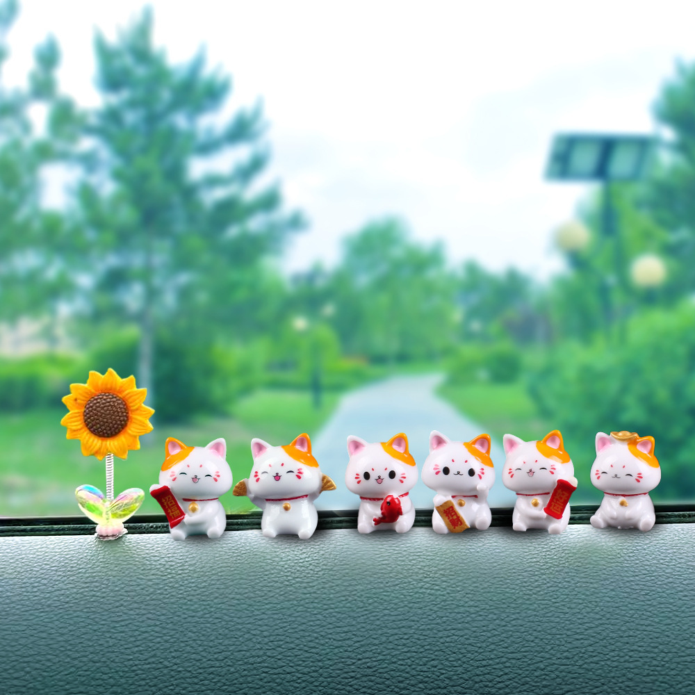 2023 decoración de coche lindo gato consola central decoración coche eléctrico escritorio interior adornos de coche adorno resina dibujos animados