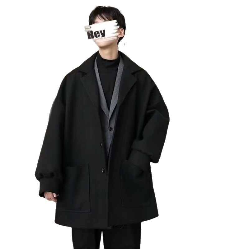 Otoño y invierno en Hong Kong, abrigo de comercio exterior de moda coreano, abrigo de lana para hombres, abrigo de lana gruesa