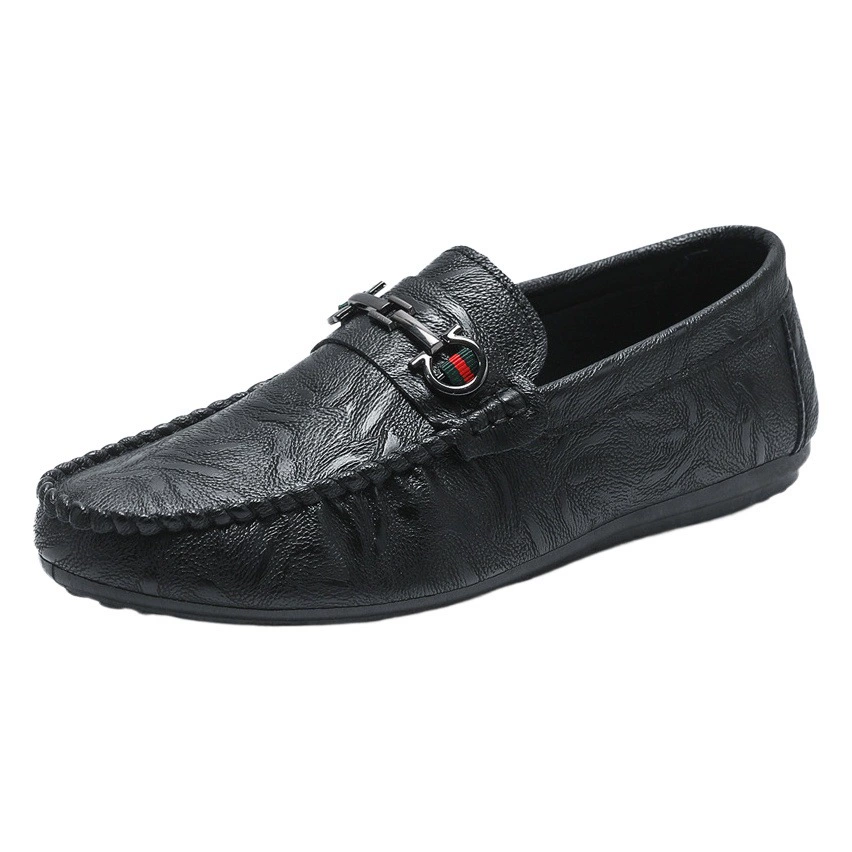 Весенние новые европейские повседневные туфли для мужчин, лоферы без застежек, низкие мокасины для вождения, кожаные туфли.