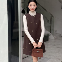 2025冬装新款女装中长款圆领无袖背心裙连衣裙2052