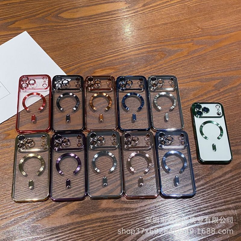 适用iPhone17PROMAX手机壳电镀磁吸带镜头膜苹果16透明防摔15软壳|undefined