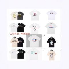25年古GUフルプリントCCIベルクロラウンドネック半袖Tシャツネットセレブイン男女半袖トップスカップル着用