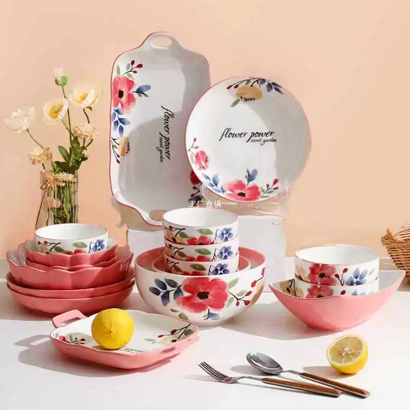 Japanese creative set, ceramic high quality tableware, light luxury style