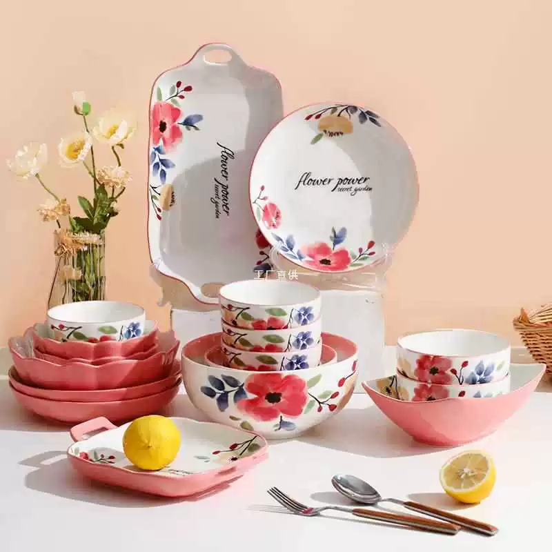 Japanese creative set, ceramic high quality tableware, light luxury style