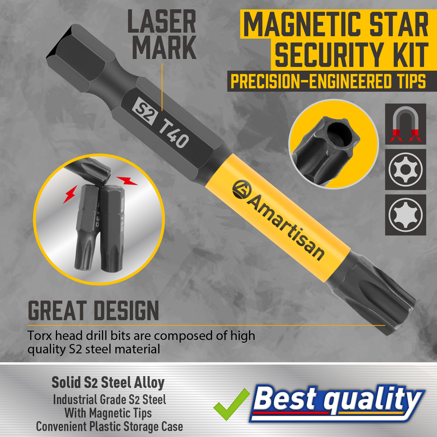 24 piezas de seguridad a prueba de manipulación estrella destornillador conjunto de cabeza de tornillo un puntero de broca de destornillador