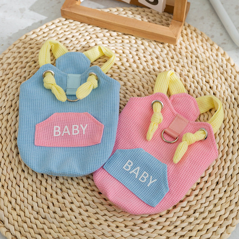 Gato primavera y verano de dos patas bebé macarón bolsillo de tracción cabina perros pequeños y medianos perros Teddy ropa de mascotas
