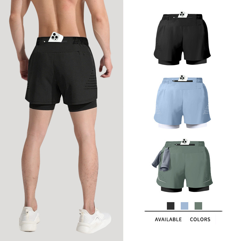 Men's Running Shorts with Inner Lining, Three-Point Track and Field Shorts That Can Hold a Phone, Suitable for Marathon, Casual, Quick-Dry, and Fitness Use Men's Running Shorts with Inner Lining, Three-Point Track and Field Shorts That Can Hold a Phone, Suitable for Marathon, Casual, Quick-Dry, and Fitness Use