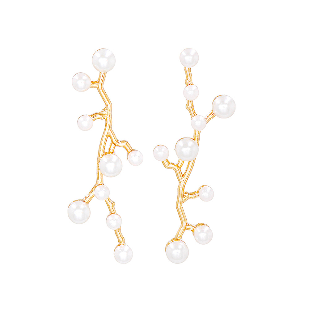Fashionable creative design geometric brand earrings pearl