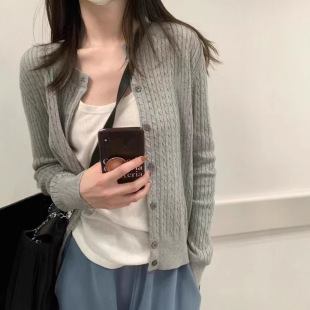 RL Ruff Pony Label Elegant Knitted Cardigan Thin Top Sweep Size Embroidered Sweater Cardigan Women's Round Neck Twist