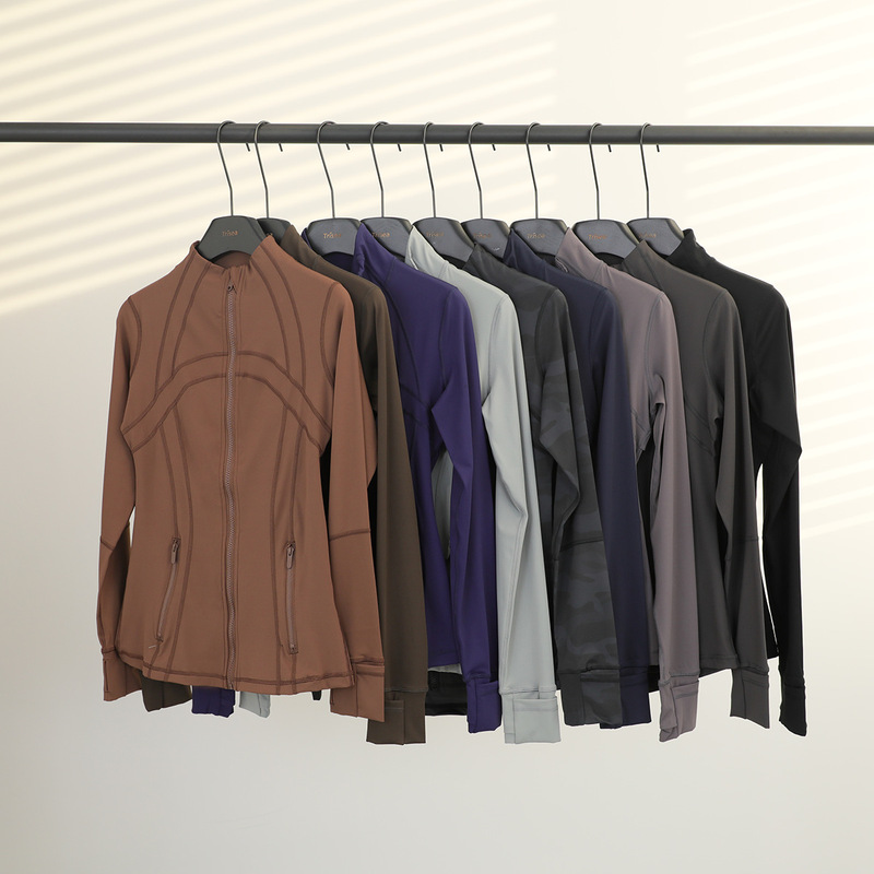 In-Stock Lulu Original Label Define Long Stand-Collar Jacket for Yoga and Running, Women's Slim-Fit, Slimming, Stretchy, Shaping