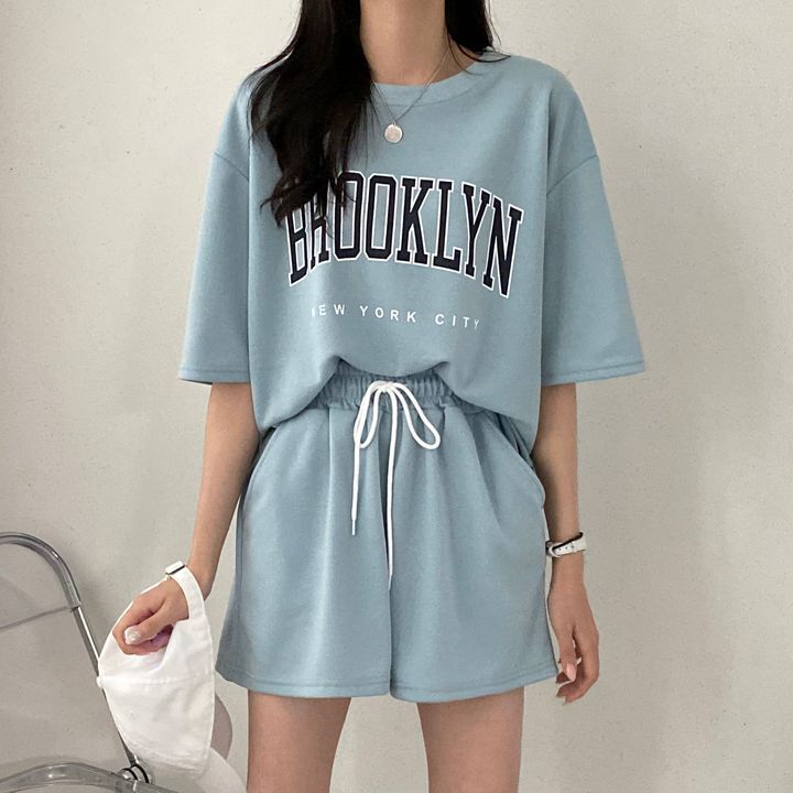 100 Short Sleeve Shorts Women's Two-piece Suit Women's 2022 New Summer Fashion Casual Sportswear Cotton Loose 100 Short Sleeve Shorts Women's Two-piece Suit Women's 2022 New Summer Fashion Casual Sportswear Cotton Loose