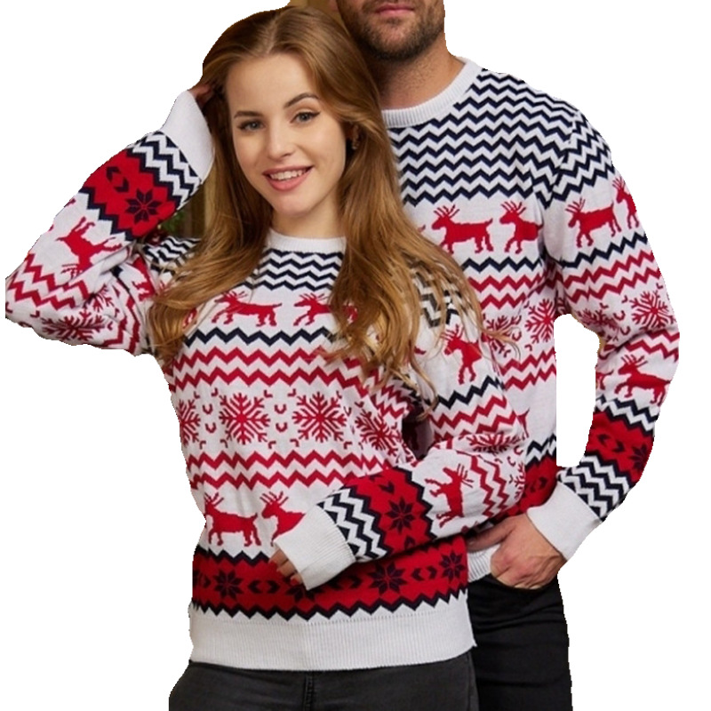 Transfronterizo europeo y americano nuevo suéter de Navidad 2023 Otoño e Invierno pareja desgaste un hombre y una mujer fiesta suéter de punto
