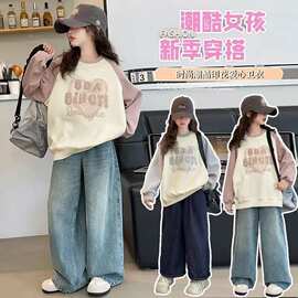 女童卫衣秋装2024新款洋气中大童宽松休闲儿童女孩春秋季韩版上衣