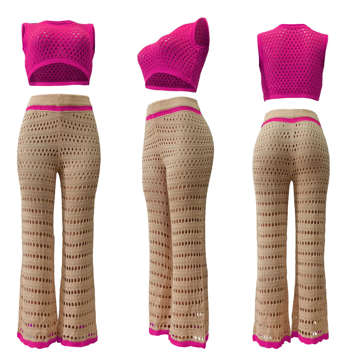 Urban Fashionable Knitted Hand Crochet Outdoor Sports Casual Suit Women Clothing