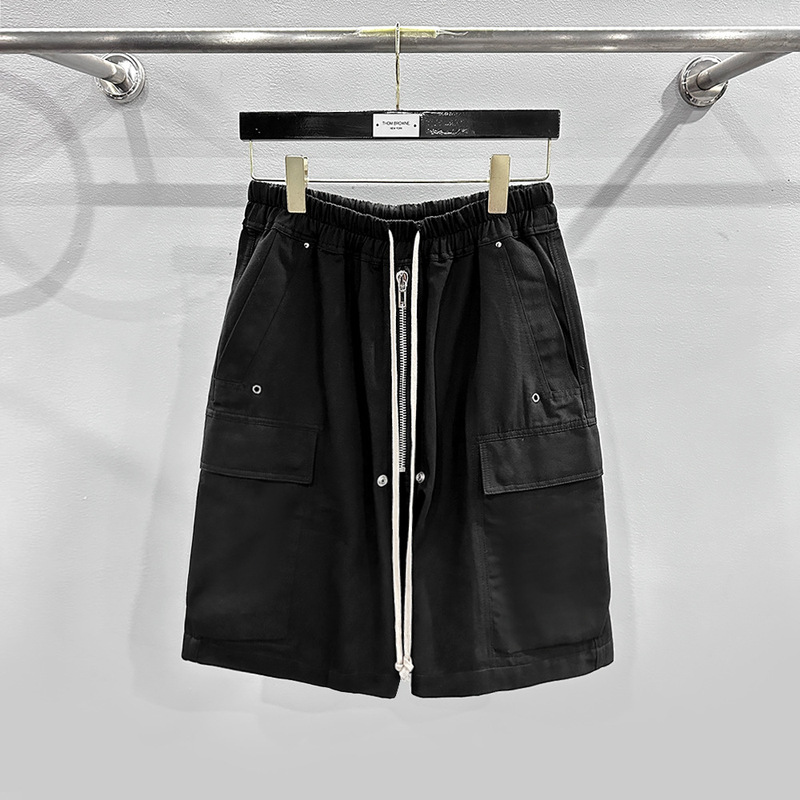 SUBHUMAN Men's Dark High Street Style Fashionable Vibe Pocket Loose Large Zipper Rope Overalls