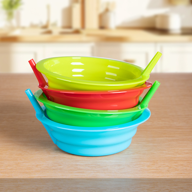 Fábrica al por mayor de tazón para niños con paja comida lenta vajilla para niños tazón de tubo de ensayo vajilla tazón de comida en stock
