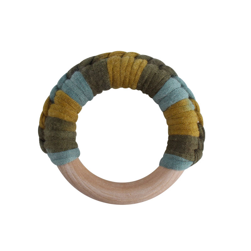 Bebé de madera mano ejercicio agarre juguete nuevo hecho a mano algodón cuerda tejida niños molar juguete mordedor