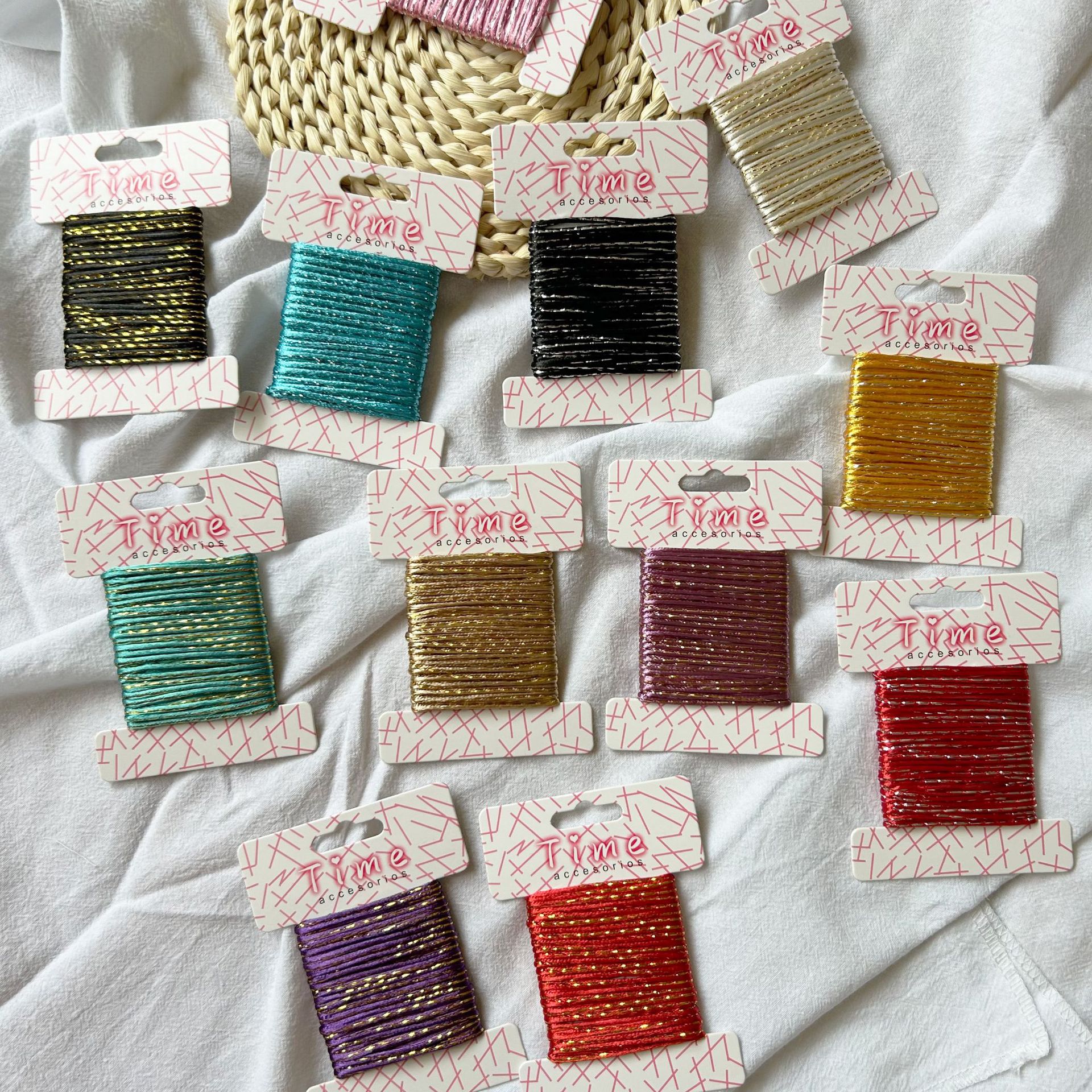 국경 간 새로운 금색과 은색 새틴 라인 한국 라인 액세서리 DIY 수제