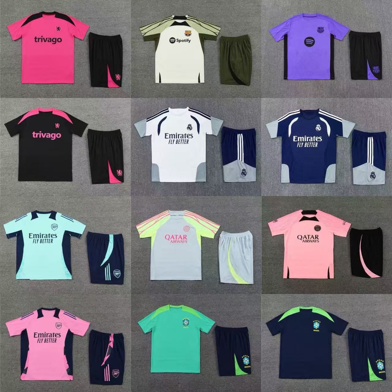 Wholesale Real Madrid, Barcelona, Chelsea, Arsenal, Ajax, Inter Milan Short-Sleeved Football Training Uniform Set