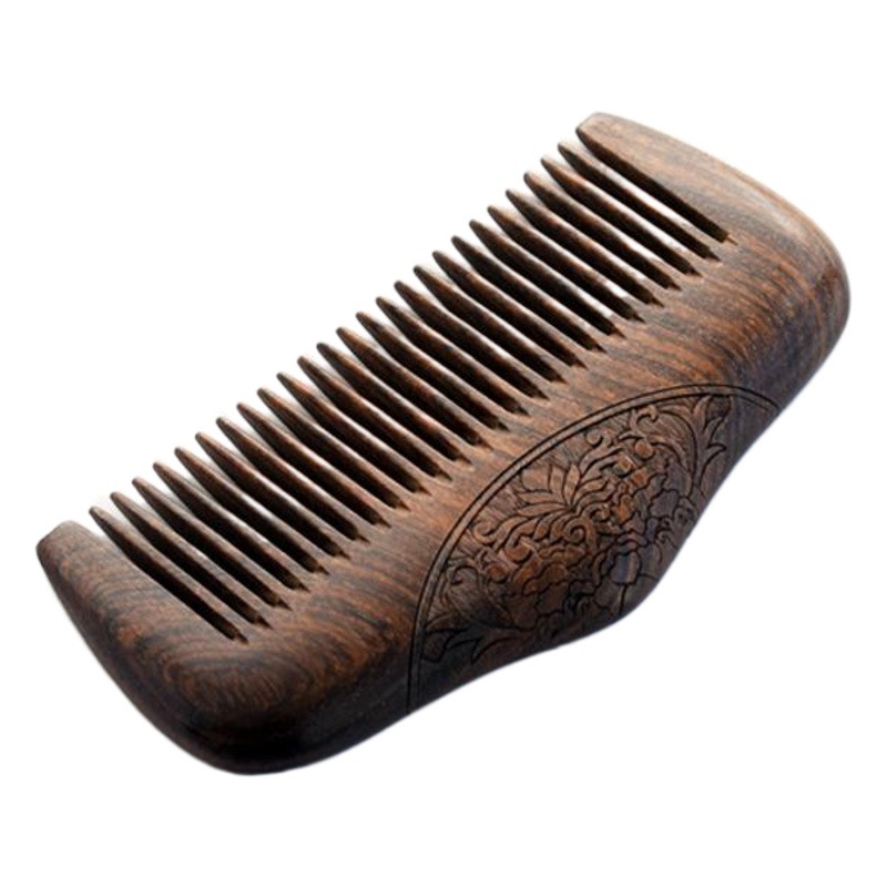 Directo de fábrica de oro sándalo peine de madera de doble cara tallada tamaño pequeño bolso peine niñas regalo punto escénico venta al por mayor peine de madera