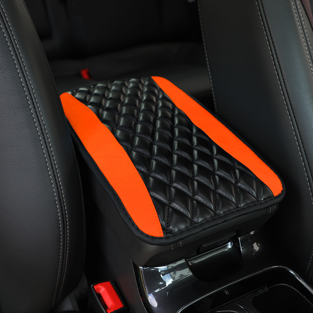 PU cuero tridimensional bordado cómodo nuevo coche apoyabrazos caja cubierta antideslizante control central pad coche accesorios unisex