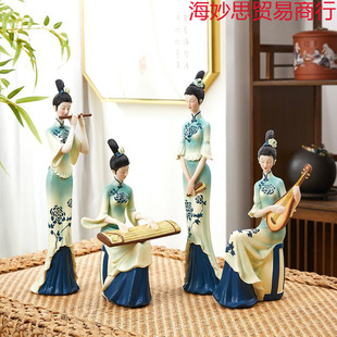 Chinese Style Green Ornaments, Chinese Style, Classical Ladies, High-End Living Room, Entrance Hall, Wine Cabinet, Accessible Luxury Decorations