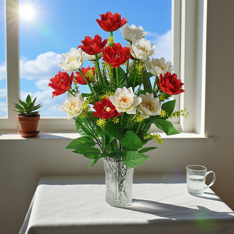 Flores simuladas 18 flores peonía cama de flores mixtas decoración de boda decoración de la sala de estar flores falsas ramo
