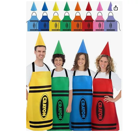 Cross-Border Colorful Crayon Halloween Apron Dwarf Cone Hat Set Adult Costume Halloween Role Play