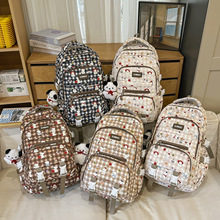 卡通印花日系双肩包女2025新款初中高中生大学生书包可爱少女背包