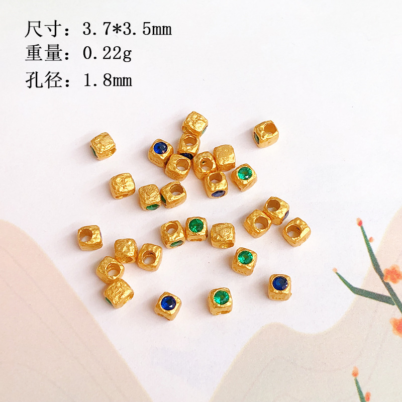 S925 Silver Gold Plated with Diamond Spacer Love Lion Dance Bead Bracelet Accessories Diy Accessories Semi-finished Products