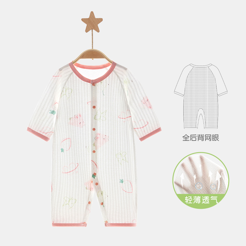 Unisomas de verano de aire acondicionado para hombres y mujeres de mangas largas para bebés con ropa de verano para niños pequeños delgada y transpirable ropa recién nacida image 6