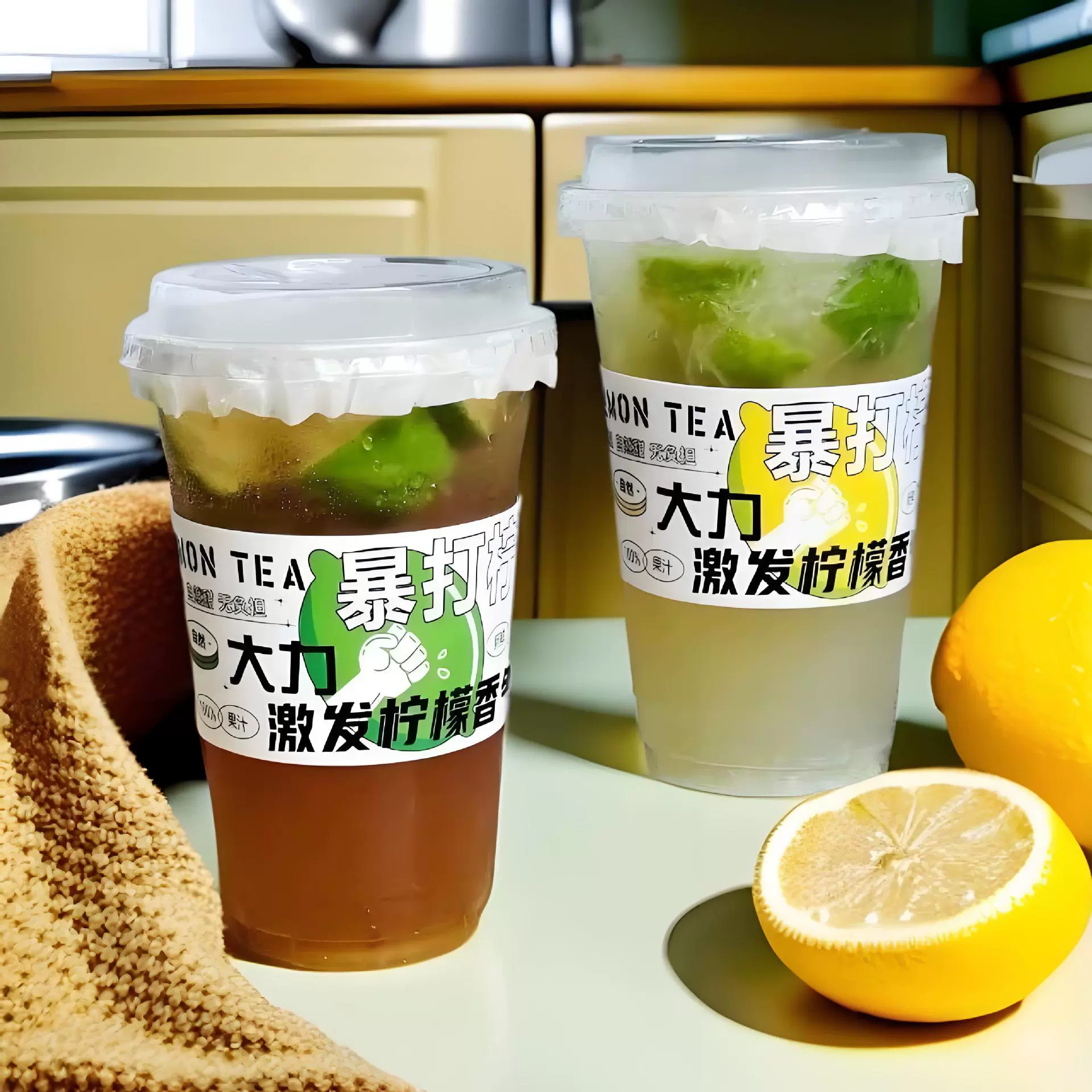 98口径奶茶杯子一次性柠檬茶PET冷饮杯咖啡胖胖嘟嘟杯带盖送防漏