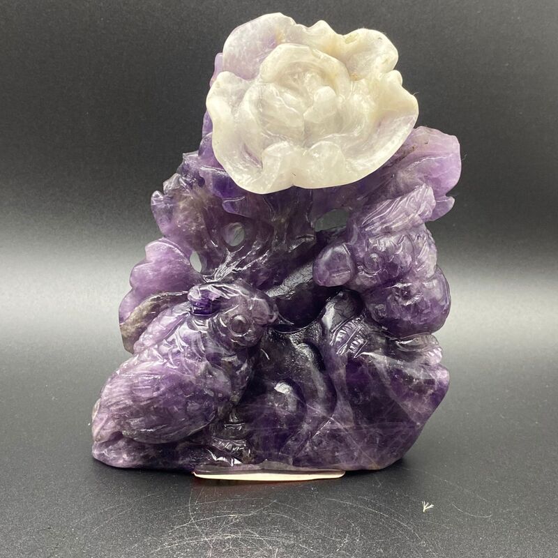 天然紫晶鹦鹉摆件精品水晶桌面摆件装饰水晶摆件直播专供 图 3