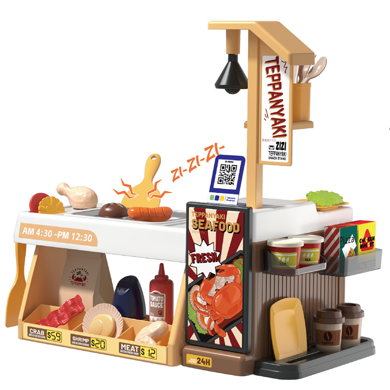 Mini simulación de comercio exterior para niños, cambio de temperatura de la casa, mesa de cocina, marisco, restaurante de pollo frito, barbacoa, teppanyaki, juguetes para cocinar