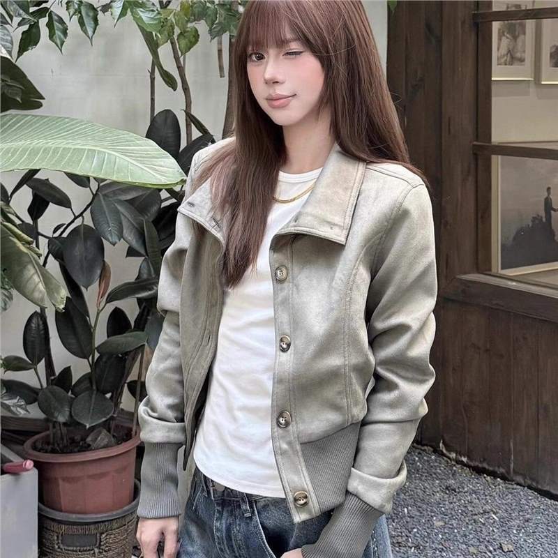美式复古高街酷飒设计感春秋季休闲款百搭气质高修身显瘦时尚外套|undefined